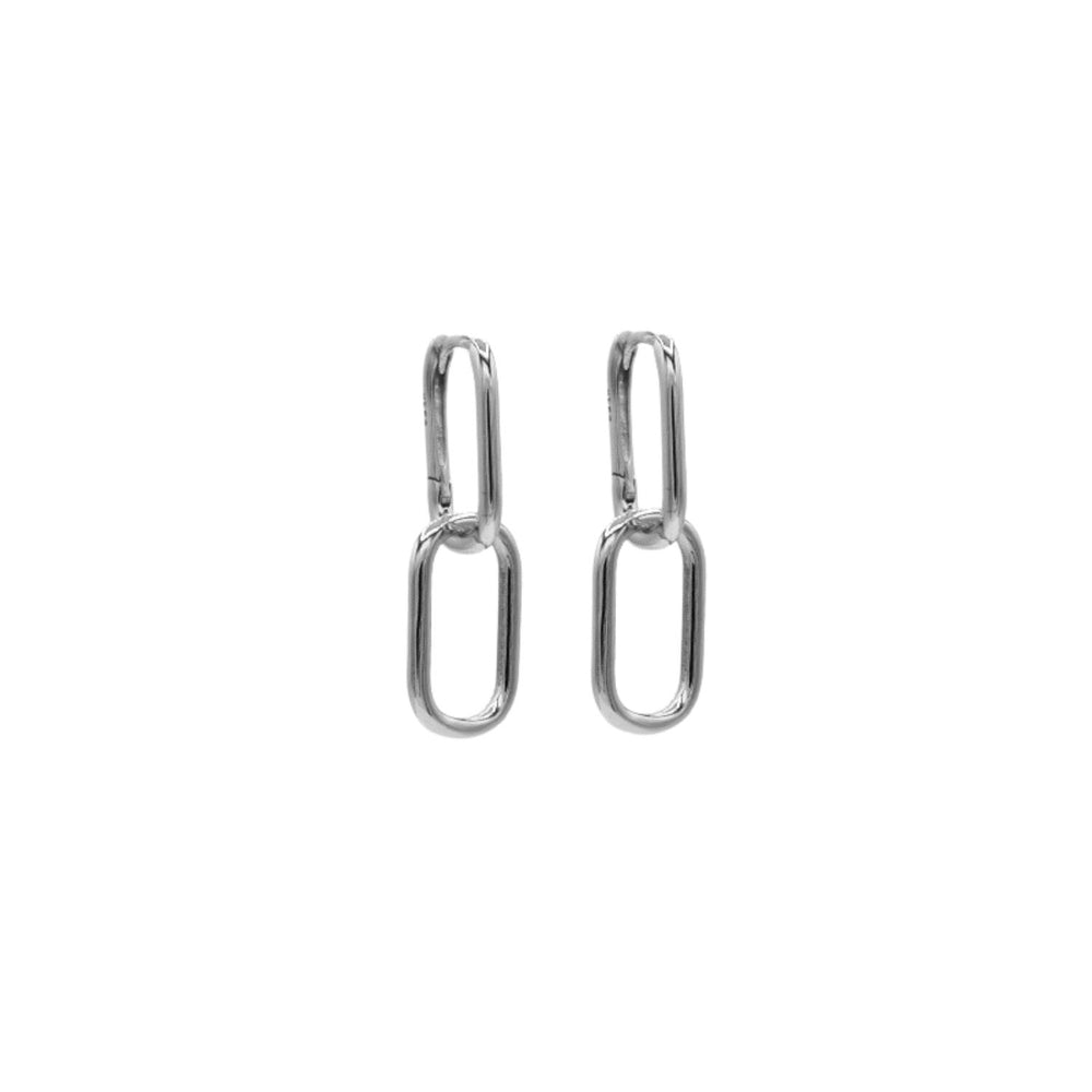 Double U-Link Earrings - Silver