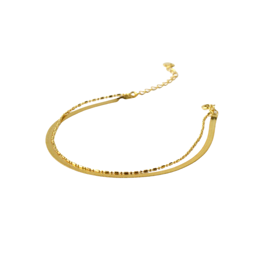 
            
                Load image into Gallery viewer, Herringbone Double Chain Bracelet | Gold
            
        