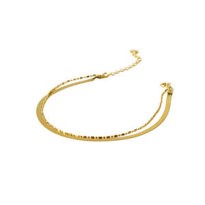 Herringbone Double Chain Bracelet - Gold