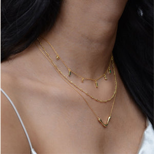 Ripple Wishbone Necklace | Gold