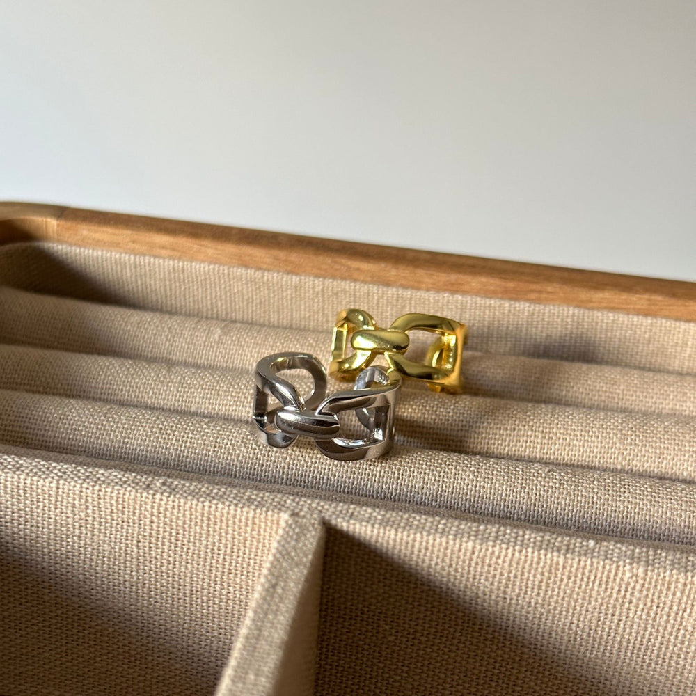 Bold Block Belt Ring - Gold