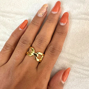 Bold Block Belt Ring - Gold