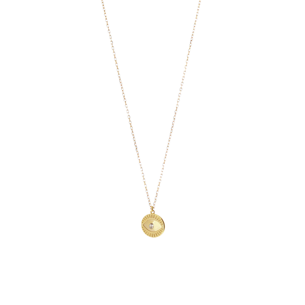 Evil Eye Coin Necklace | Gold