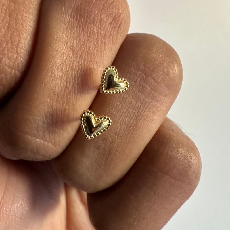 Tiny Heart Earrings Combo - Gold