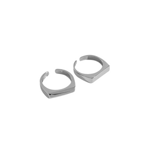 
            
                Load image into Gallery viewer, Block Stacker Ring Duo - Silver
            
        