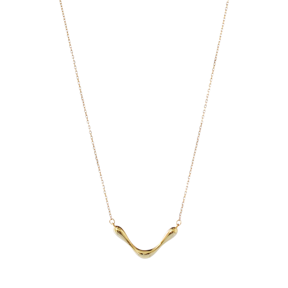 Ripple Wishbone Necklace | Gold