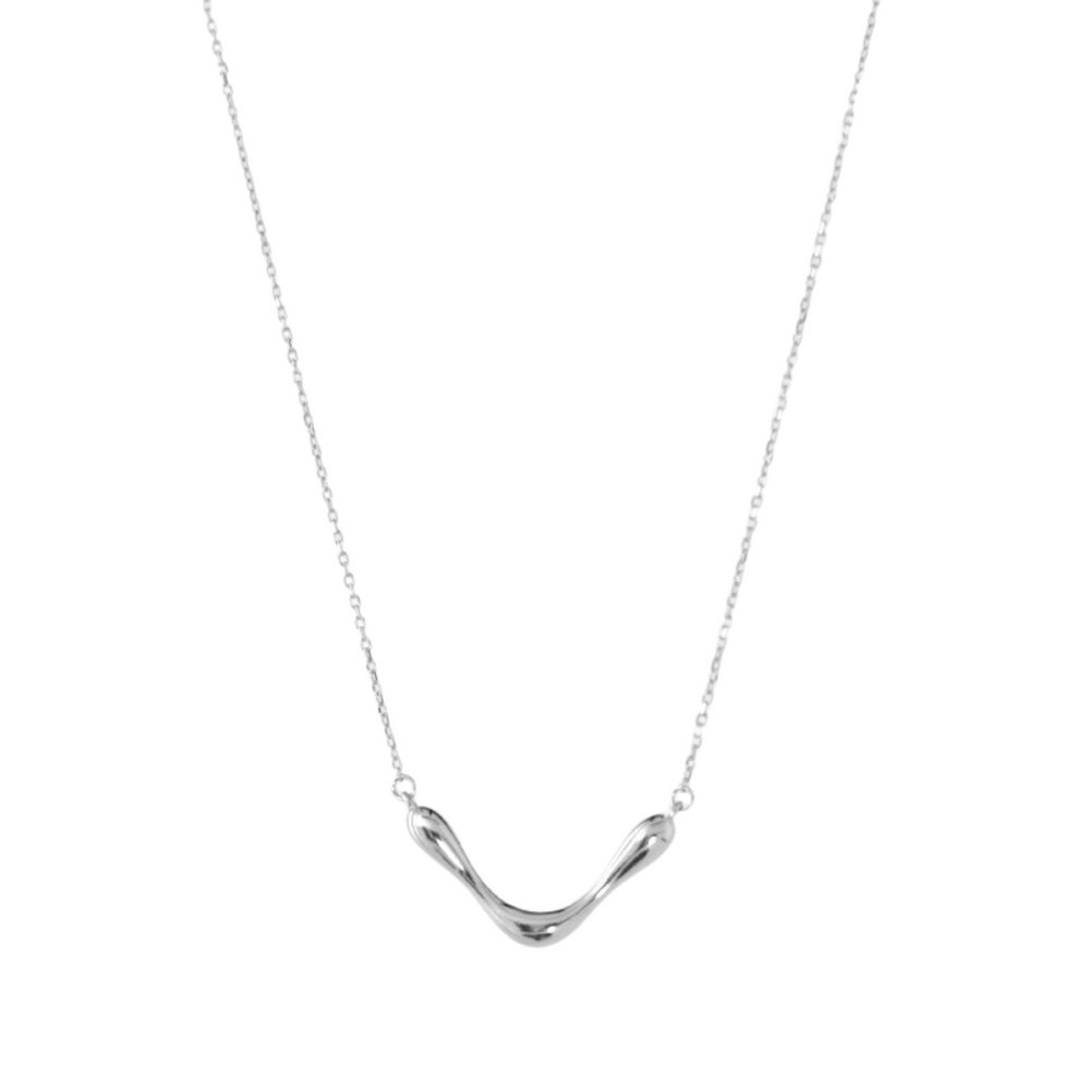 Ripple Wishbone Necklace | Silver