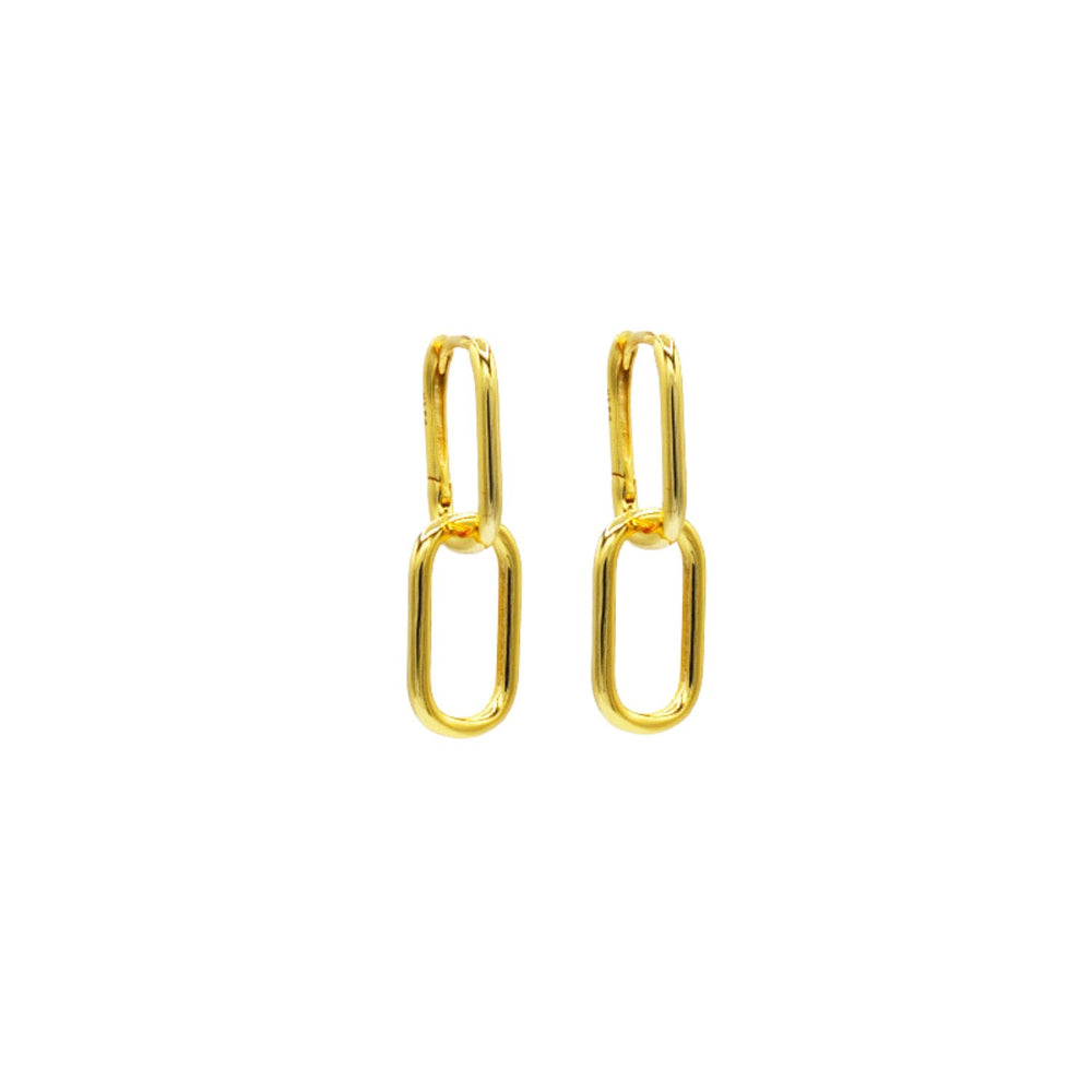 Double U-Link Earrings - Gold