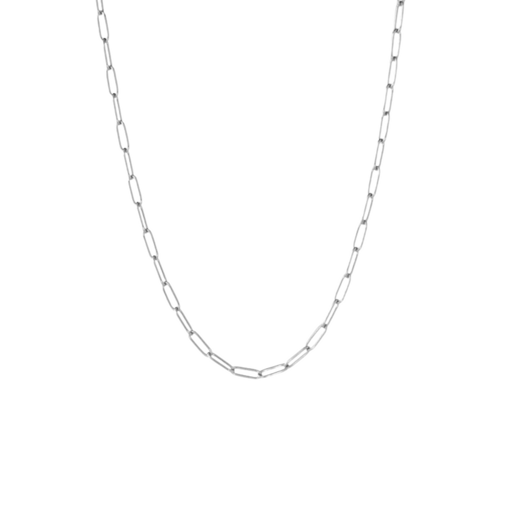 Paper clip Chain Necklace | Silver