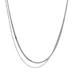 Herringbone Double Chain Necklace - Silver