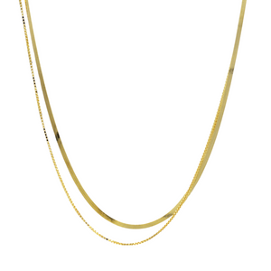 
            
                Load image into Gallery viewer, Herringbone Double Chain Necklace - Gold
            
        