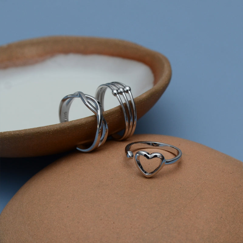 Heart infinity Tri-band Toe Ring - Set of 3