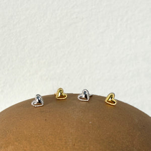 Tiny Heart Earrings Combo - Silver