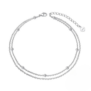 Double chain Anklet - Silver