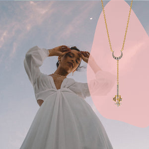 
            
                Load image into Gallery viewer, To the moon and back Lariat Necklace
            
        