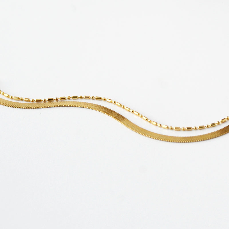 Herringbone Double Chain Bracelet - Gold