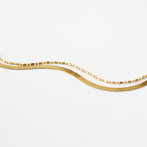 Herringbone Double Chain Bracelet - Gold