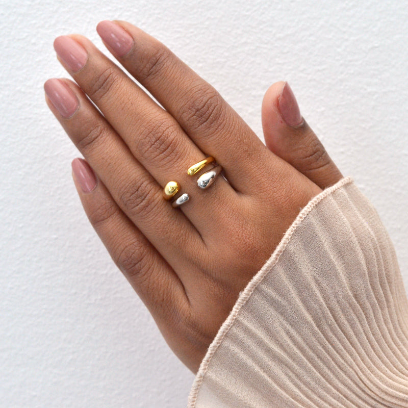 Double Droplet Ring - Gold