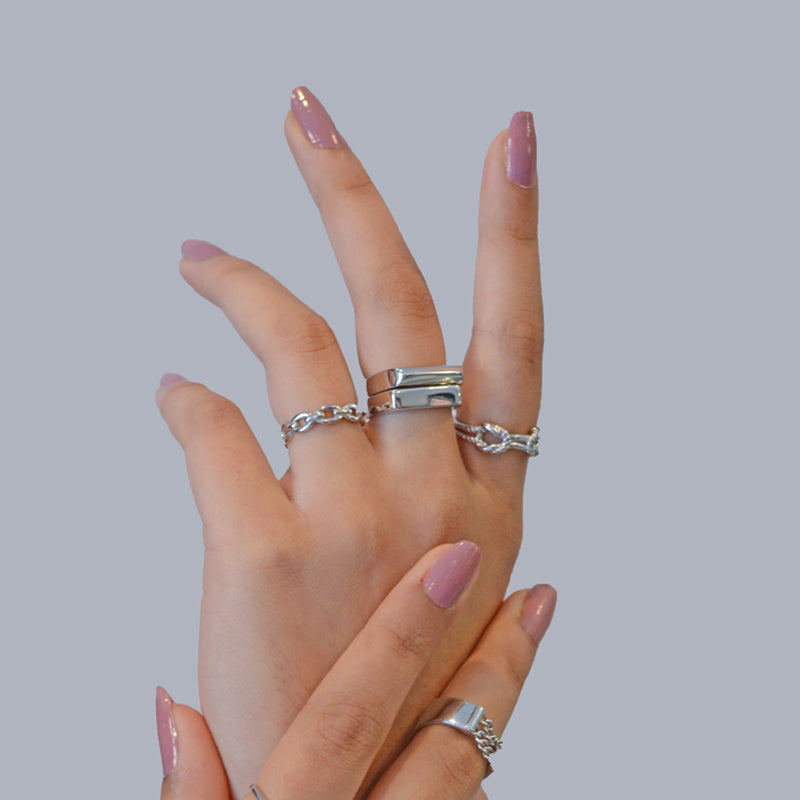 Block Stacker Ring Duo - Silver – Niko Jewels