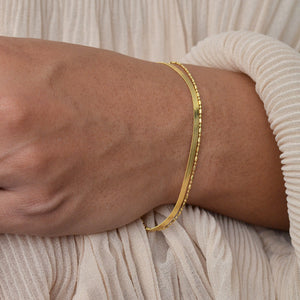 Herringbone Double Chain Bracelet - Gold