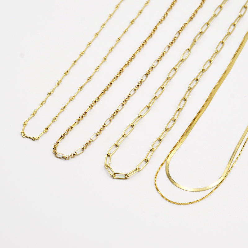 Herringbone Double Chain Necklace | Gold