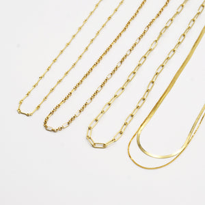 Herringbone Double Chain Necklace - Gold